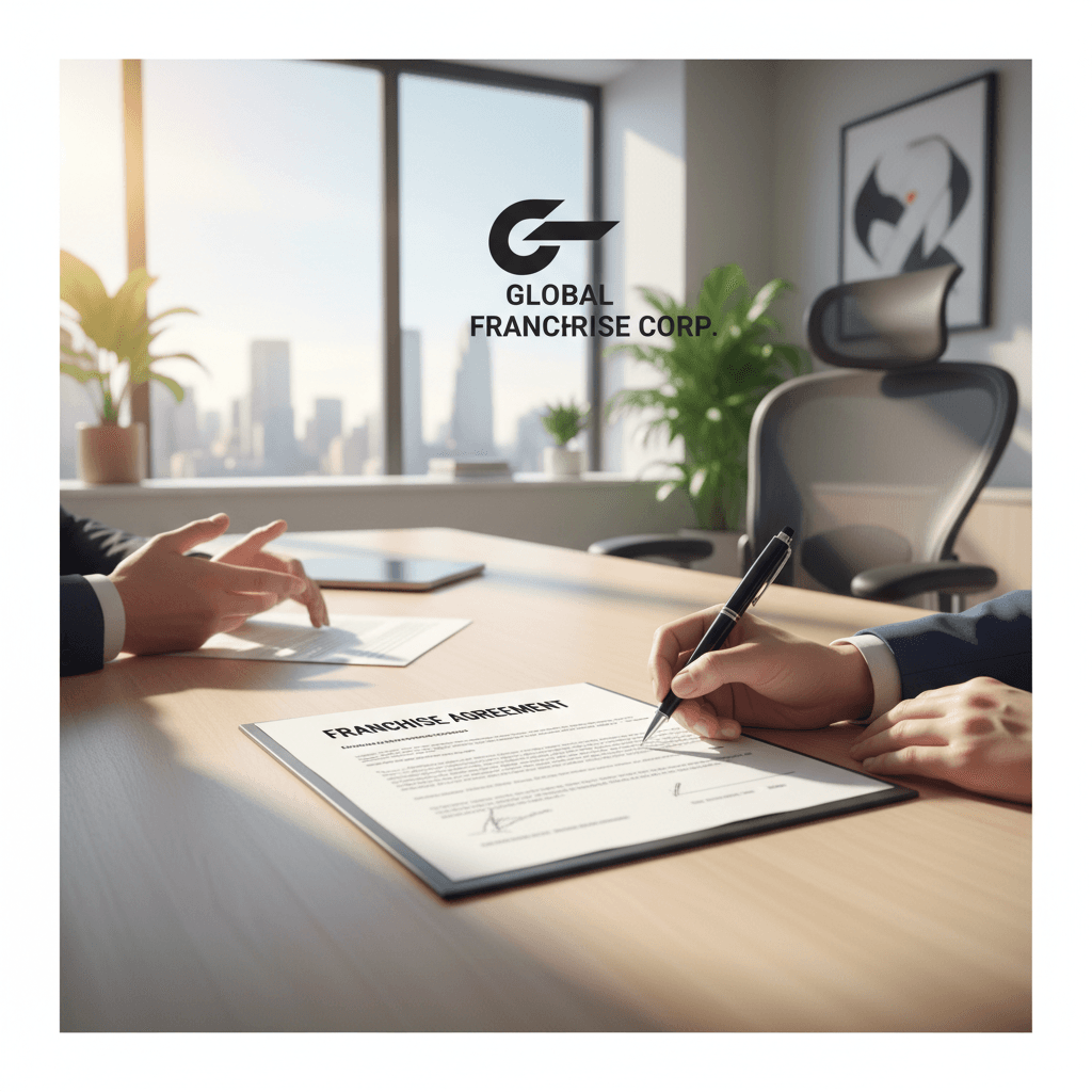 New franchisee signing the Lollipops franchise agreement at a clean desk